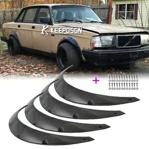 35 C` J[{ bN I[o[ tF_[ tA zC[ GNXg Ch{fB Lbg {{ 200 240 260p 35" Carbon Look Over Fender Flare Wheel Extra Widebody Kit For Volvo 200 240 260