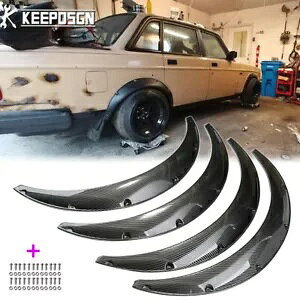 35 C` J[{ bN I[o[ tF_[ tA Ch{fB Lbg {{ 200 240 260 ÂgbNp 35" Carbon Look Over Fender Flares Widebody Kit For Volvo 200 240 260 Old Truck