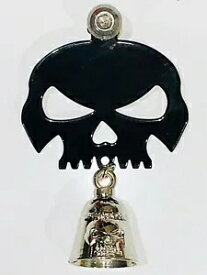 グロスブラックスカルベルハンガー ベルボルト&リング付き すべてのオートバイハーレーに適合 Gloss Black Skull Bell Hanger With Bell Bolt & Ring Fit All Motorcycles Harley