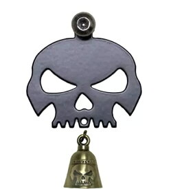 マットブラックスカルベルハンガー ベルボルト&リング付き すべてのオートバイハーレーに適合 Matte Black Skull Bell Hanger With Bell Bolt & Ring Fits All Motorcycles Harley