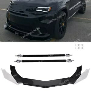 �J�[�{���W�[�v�O�����h�`�F���L�[ SRT SRT8 �t�����g�o���p�[���b�v�`���X�|�C���[�X�g���b�g���b�h Carbon For Jeep Grand Cherokee SRT SRT8 Front Bumper Lip Chin Spoiler Strut Rods �y���s�A���i�z