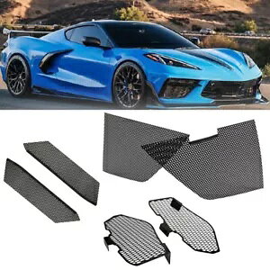 WG[^[bVO + TChCe[NOCT[gZbgRxbg C8 2020-2024 23 RADIATOR Mesh Grills+Side Intake Grilles Insert Set For Corvette C8 2020-2024 23