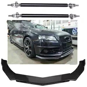 AEfB A7 A6 A5 A4 J[{t@Co[tgop[bvX|C[{fBLbg + Xgbgbh For AUDI A7 A6 A5 A4 Carbon Fiber Front Bumper Lip Spoiler Body Kit + Strut Rods