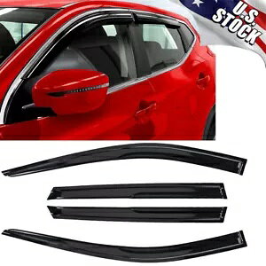 4 個日産ローグ 2014-2020 ウィンドウバイザーサンレインガードベントシェードディフレクター 4Pcs For Nissan Rogue 2014-2020 Window Visor Sun Rain Guard Vent Shade Deflector