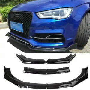 ̂鍕tgop[bvXvb^[X|C[gAEfB S3 RS3 A3 A4 A5 A6 Glossy Black Front Bumper Lip Splitter Spoiler Trim For Audi S3 RS3 A3 A4 A5 A6