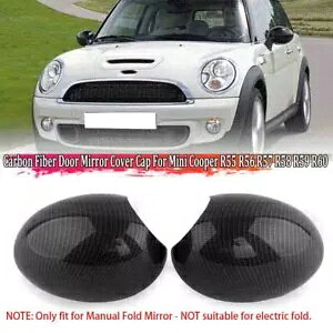 ~jN[p[ R55 R56 R57 R58 R59 R60 R61 J[{t@Co[ubN~[Jo[Lbv For Mini Cooper R55 R56 R57 R58 R59 R60 R61 Carbon Fiber Black Mirror Cover Caps