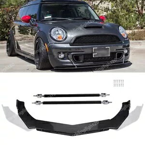 J[{t@Co[tgop[bvXvb^[X|C[+~jN[p[SpXgbgbh Carbon Fiber Front Bumper Lip Splitter Spoiler + Strut Rods For MINI COOPER S