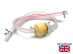 �R���t�B���^�[�t���R�����C���p�C�v��Triumph Cafe Racer�܂���Scrambler�ɓK�����܂� CLEAR 5mm Fuel Line Pipe With Fuel Filter fits Triumph Cafe Racer or Scrambler CLEAR 5mm �y���s�A���i�z