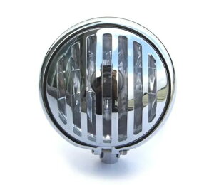 I[goC̃wbhCg xCc X^C g NVbN `bp[ Ot N Motorcycle Headlight Bates Style Retro Classic Chopper with Grill in CHROME