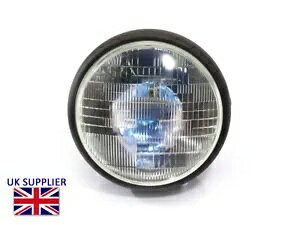 [hrh JtF[T[ & XNu[pwbhCg }bgubNX`[ 12v 55W H4 7.7C` Headlight for Yard Build Cafe Racer & Scrambler Matt Black Steel 12v 55W H4 7.7"