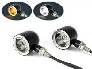 I[goC LED CWP[^[ hCrO Cg N[ƃubN JX^ N[U[p Motorcycle LED Indicators Driving Lights Chrome and Black for Custom Cruiser