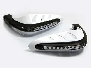 LEDfC^CjOCgtzCgoCNNbhoCNnhK[hveN^[ WHITE Motorbike Quad Bike Handguards Protectors With LED Daytime Running Lights