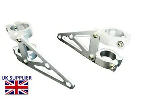 �o�C�N �w�b�h���C�g �u���P�b�g �u���b�V�� �A���[ �t�H�[�N �}�E���g 50mm 51mm Motorbike Headlight Brackets Brushed Ally Fork Mounted 50mm 51mm �y���s�A���i�z