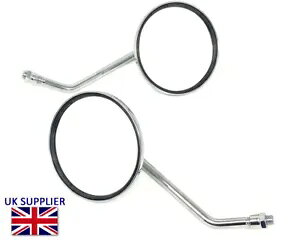 XN[^[tAr[EBOpN[EhTCh~[8mmvlW Chrome Round Side Mirrors for Scooter Moped Rear View Wing 8mm Clockwise Thread