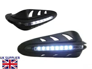 I[goC Nbh ATV nhK[h veN^[ LED fC^C jO Cg ubN yA Motorcycle Quad ATV Handguards Protectors LED Daytime Running Lights BLACK PAIR