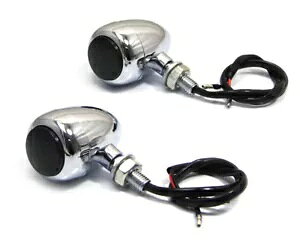 oCN LED CWP[^[ ECJ[ JX^ JtF [T[ g A~jE - N[ Motorbike LED Indicators Turn Signals Custom Cafe Racer Retro Aluminium - CHROME