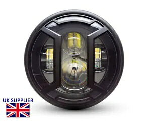 I[goC LED wbhCg 7.7 C` A[}[ Ot g JtF [T[ & XNu[ Motorcycle LED Headlight 7.7" with Armour Grill Retro Cafe Racer & Scrambler