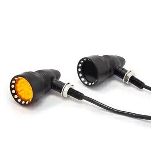 LED CWP[^[ ECJ[ X[NY }bgubNR[ A~jE gBe[W LED Indicators Turn Signals Smoked Lense Matt Black Cone Aluminium Retro Vintage