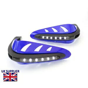 u[I[goCnhK[hEChfBtN^[veN^[LEDfC^CjOCg Blue Motorcycle Handguards Wind Deflectors Protectors LED Daytime Running Lights