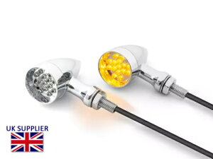I[goC LED CWP[^[ N| Be[W g JX^ vWFNg yAp Motorcycle LED Indicators Chrome Steel for Vintage Retro Custom Project PAIR