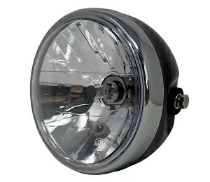 Moto Guzzi gJtF[T[vWFNgpwbhCg 6.5C` OXubNX`[ 12V 35W Headlight for Moto Guzzi Retro Cafe Racer Project 6.5" Gloss Black Steel 12V 35W