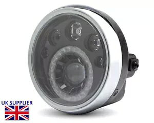 LED I[goC 7 C` wbhCg 12V g JtF [T[ Xg[gt@C^[ vWFNg ubN LED Motorcycle 7" Headlight 12V Retro Cafe Racer Streetfighter Project Black