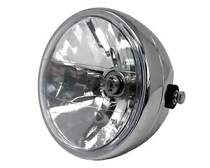 oCN wbhCg wbhv N[ 6.5 C` 12V g JtF [T[ HOMOLOGATED Motorbike Headlight Headlamp CHROME 6.5 Inch 12V Retro Cafe Racer HOMOLOGATED