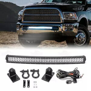 32 C` LED Cgo[ + op[}Eg + tbN + z Ram 2500 3500 4500 2010-2019 32'' LED Light Bar+Bumper Mount+Tow Hook+Wiring For Ram 2500 3500 4500 2010-2019