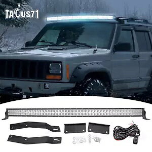 50 �C���` LED ���C�g�o�[ ���[�t�}�E���g Wrie 288W �R���{�L�b�g �W�[�v �`�F���L�[ XJ 1984-2001�p 50'' LED Light Bar Roof Mount Wrie 288W Combo Kit For Jeep Cherokee XJ 1984-2001