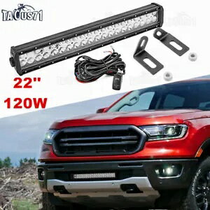 22 C` LED Cgo[ + op[}Eg + C[ tH[hW[ 2019-20 21 22 23 24p 22'' LED Light Bar+Lower Bumper Mount +Wire for Ford Ranger 2019-20 21 22 23 24