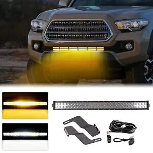 Ao[ zCg Xg{ 32 C` LED Cgo[ op[ }Eg C[ 16-23 g^ ^R}p Amber White Strobe 32'' LED Light Bar Bumper Mount Wire for 16-23 Toyota Tacoma