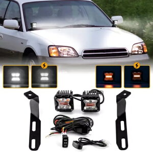 XoAEgobN 2000-2004 Ao[zCg 3 ''Xg{Cg + a}Eg + DT C[ For Subaru Outback 2000-2004 Amber White 3'' Strobe Lights+Ditch Mounts+DT Wire