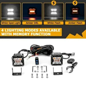 W[vO[ JL JK TJ YJ JT pA3 "LED Cg|bhzCgAo[Xg{ + DT z For Jeep Wrangler JL JK TJ YJ JT ,3" LED Light Pods White Amber Strobe+DT Wiring