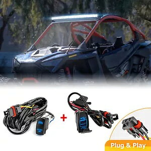 LED Cgo[ + fA USB [d탏C[Lbg 2024 Polaris RZR PRO XP pXoXo[p LED Light Bar+Dual USB Charger Wire Kit For 2024 Polaris RZR PRO XP Pulse Busbar