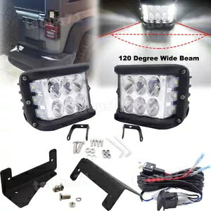 �W�[�v�����O���[ JK 2007-2018 �e�[�����C�g�g�b�v LED �}�E���g + 2*60W LED �|�b�h + ���C���[ For Jeep Wrangler JK 2007-2018 Tail Light Top LED Mounts + 2*60W LED Pods +Wire �y���s�A���i�z