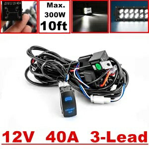 3 [hzn[lXLbg ON-OFF bJ[XCb`[ LED [NCg|bho[ 12V 3-Lead Wiring Harness Kit ON-OFF Rocker Switch Relay LED Work Light Pods Bar 12V
