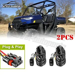 2  16AWG LED X|bgCgXCb`C[Lbg|X RZR XP 1000 pXoXo[p 2PCS 16AWG LED Spot Lights Switch Wire Kit For Polaris RZR XP 1000 Pulse Busbar