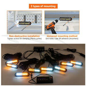 q_C T^tFp - 8 12LED OTCh}[J[ً}Xg{tbVCg For Hyundai Santa Fe - 8pcs 12LED Grill Side Marker Emergency Strobe Flash Light