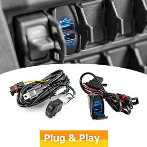 LED Cgo[ + fA USB [d탏C[ 2024 Polaris RZR XP 1000 pXoXo[p LED Light Bar+Dual USB Charger Wire For 2024 Polaris RZR XP 1000 Pulse Busbar