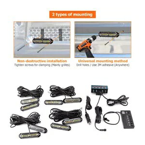 NTX GX460 GX 470 - 8X 12LED OTCh}[J[ً}Xg{tbVCg For Lexus GX460 GX 470 - 8X 12LED Grill Side Marker Emergency Strobe Flash Light