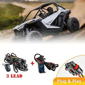 3 [h LED Cgo[ + fA USB XCb`C[|X RZR ^[{ R pXoXo[ 3Lead LED Light Bar+Dual USB Switch Wire For Polaris RZR Turbo R Pulse Busbar