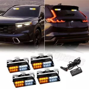 4X 8 LED _bV Xg{ Cg Sx Ao[/zCg z_ HR-V CR-V VrbNp 4X 8 LED Dash Strobe Lights Safety Warning Amber/White For Honda HR-V CR-V Civic