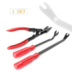 3x Ԃ̃hAX`[x[gNbvvC[ + A^b`g[o[v[[- 3x Car Door Steel Bezel Trim Clips Pliers + Attachment Remover Puller-