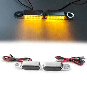 2x LED �I�[�g�o�C�C���W�P�[�^�[�u���[�L�N���b�`���o�[�C���W�P�[�^�[�N���[�����j�o�[�T��- 2x LED motorcycle indicator brake clutch lever indicator chrome universal- �y���s�A���i�z