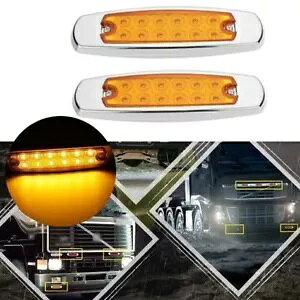2x 12LED TCh}[J[ AEgCCg tBbV[h y_gv CG[ Ao[- 2x 12LED Sealed Side Marker Outline Light Fish Mold Pendant Lamp Yellow Amber-
