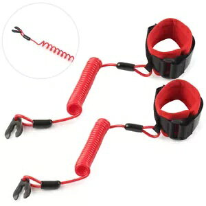{[gGWً}~XCb`S[V }nWFbgXL[bh 2PCS ԗp- Boat Engine Emergency Stop Switch Safety Leash for Yamaha Jet Ski Red 2PCS Car-