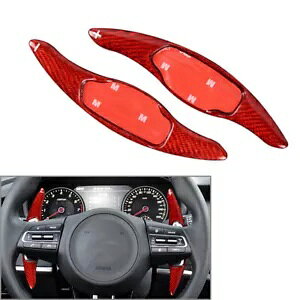 XeAOzC[VtgbJ[ Kia Stinger GT GT-Line GTS J[{t@Co[bhԗp- Steering wheel shift rocker for Kia Stinger GT GT-Line GTS carbon fiber red car-
