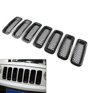 7x tgO OJo[Zbg W[v pgIbg 2011-2017 VCj[ubNp- 7x Front Grille Grill Cover Set for Jeep Patriot 2011-2017 Shiny Black-