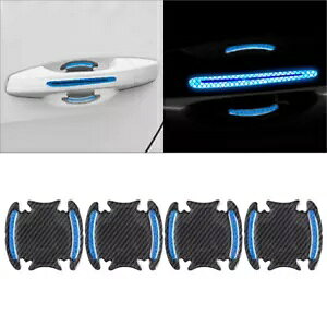 J[{t@Co[Ԃ̃hAnh˃XebJ[h~u[- Carbon Fiber Car Door Handle Reflective Sticker Scratch Protection Blue-