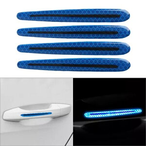 J[{t@Co[ Ԃ̃hAnh ˃XebJ[ h~ u[ jo[T- Carbon Fiber Car Door Handle Reflective Sticker Scratch Protection Blue Universal-